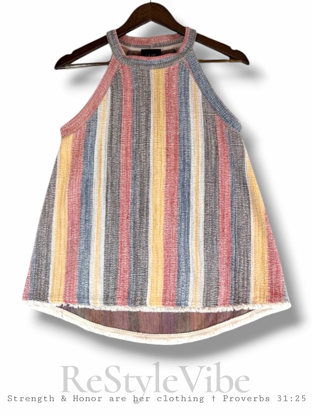 W5 ANTHROPOLOGIE Women’s Size S Top Shirt Sleeveless Halter Tank Style Striped